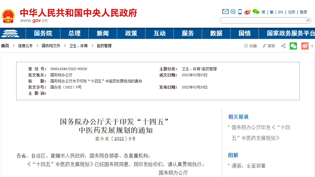 国务院办公厅关于印发 “十四五” 中医药发展规划的通知(图1) image.png
